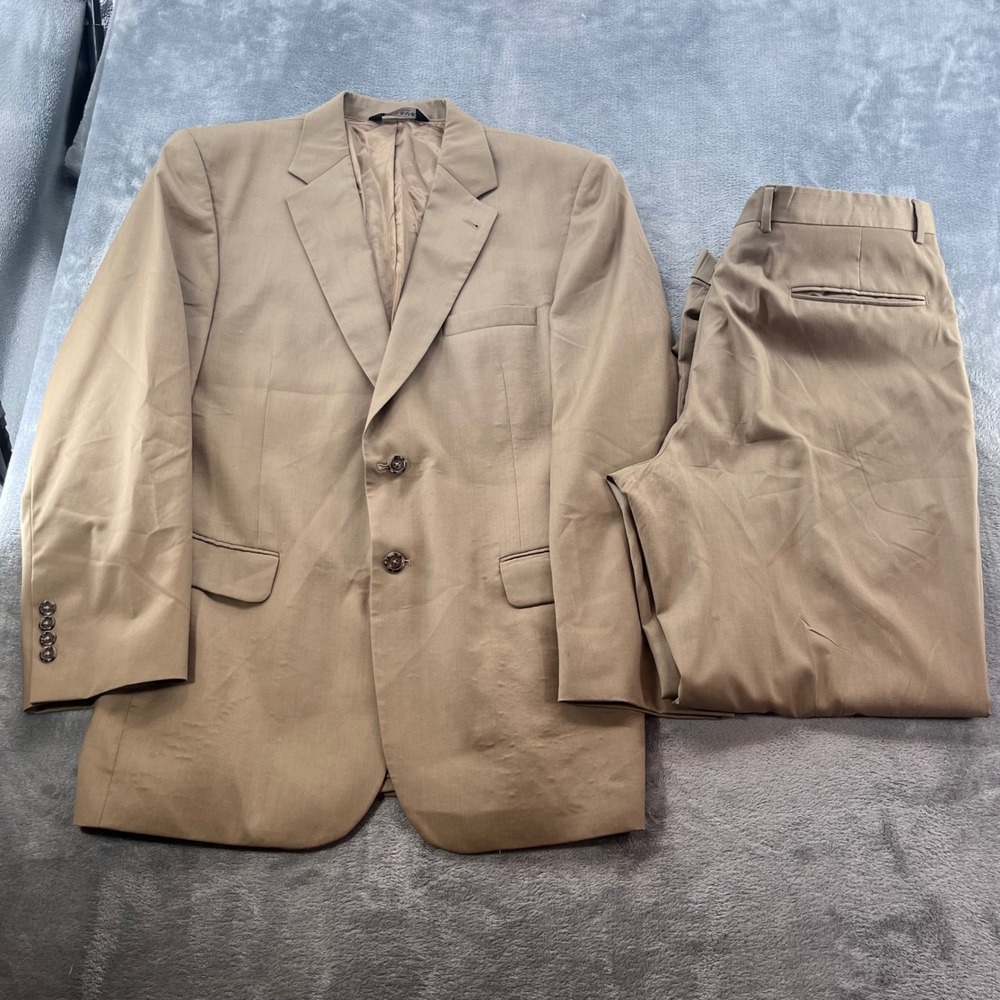Jos. A. Bank Signature Collection 100% Wool Suit Tan 42R 36W Gordon 2 Button